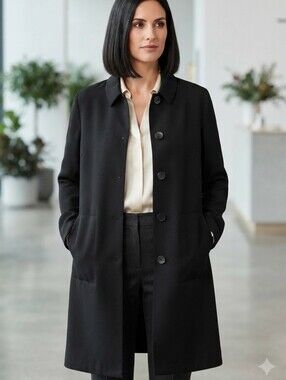 Vintage Hilary Radley Black Button-Up Coat – Made in Canada – Size 14